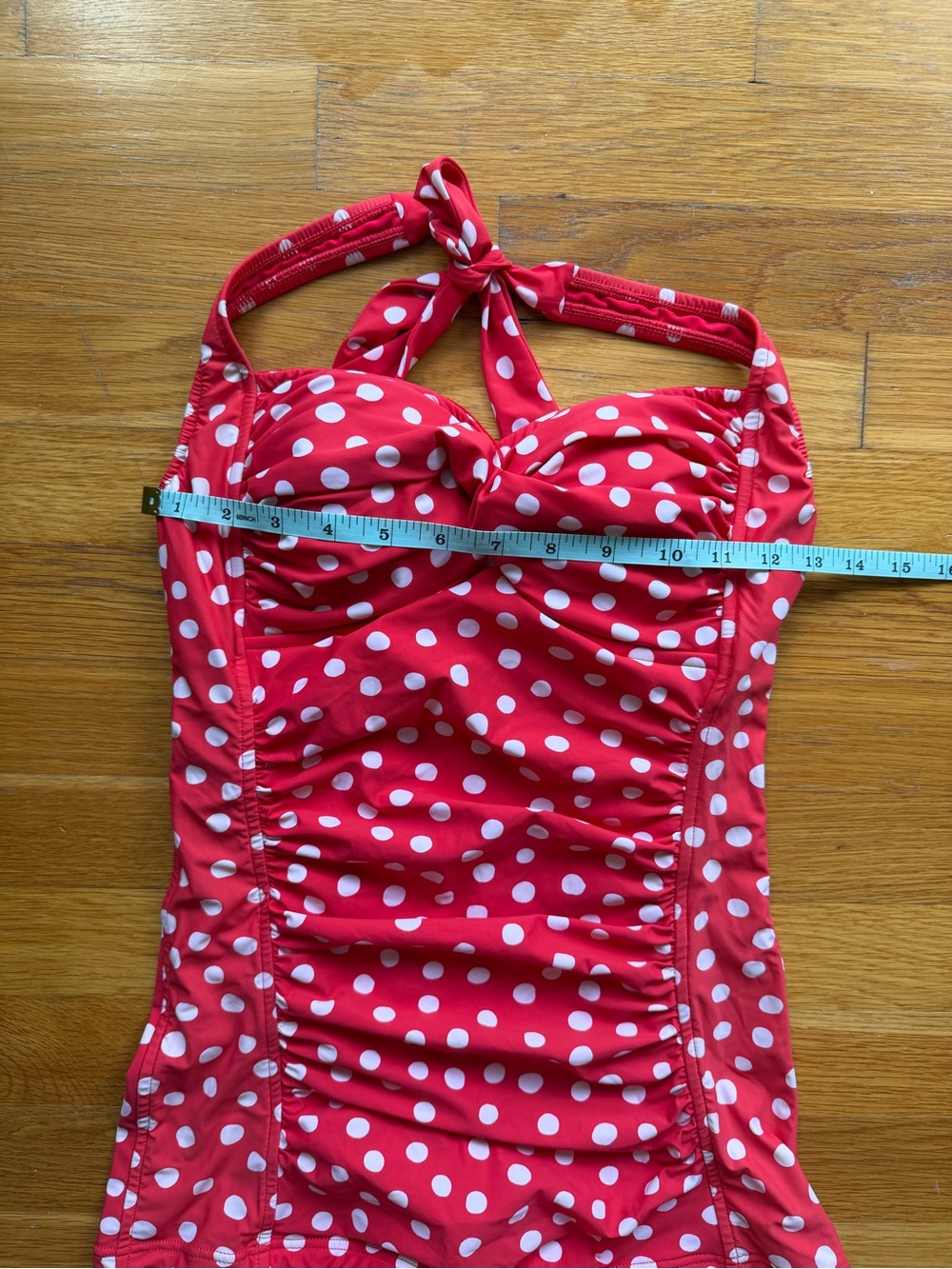 Seafolly Red & White Polka Dot Halter Romper Swimsuit – Size US 8 - Picture 5 of 6